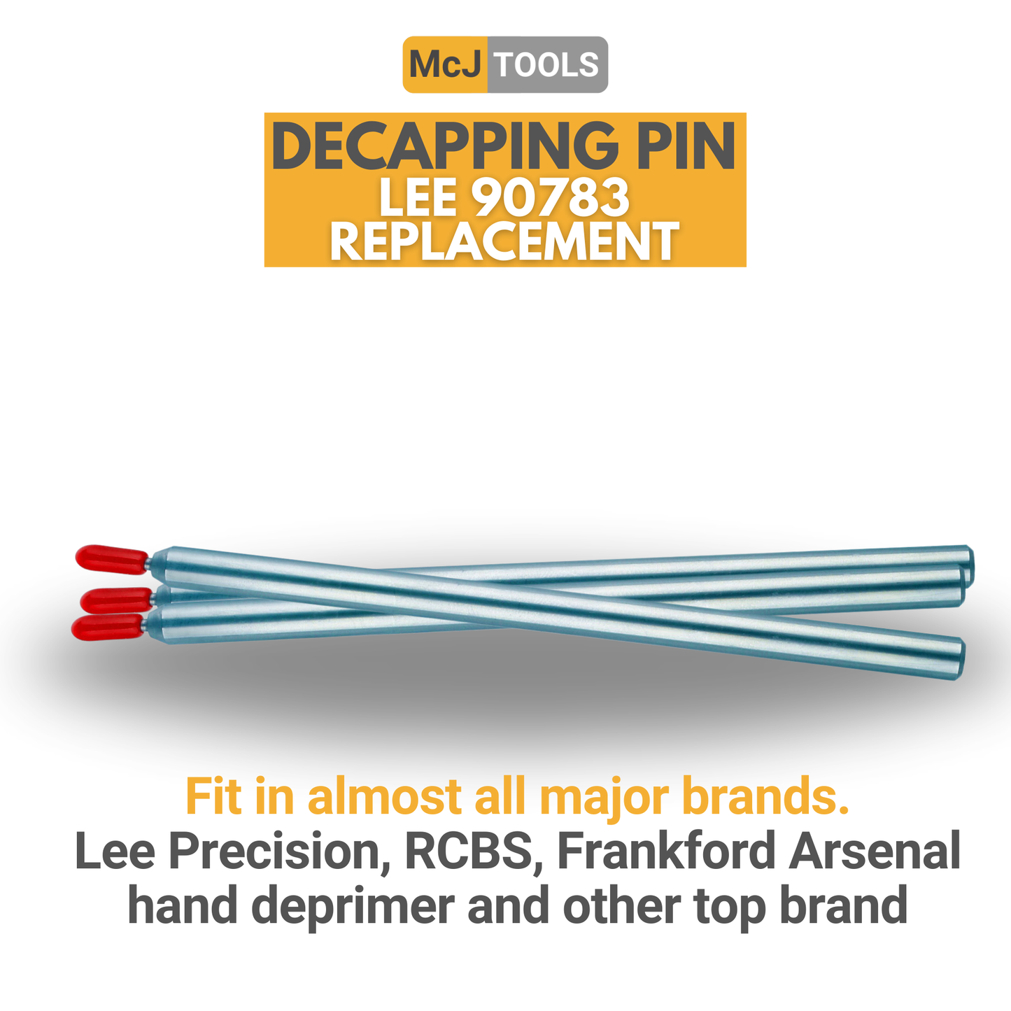 McJ Tools Decapping Pins – 200-Pack, Compatible with LEE Universal Decapping Die (#90292) McJ Tools