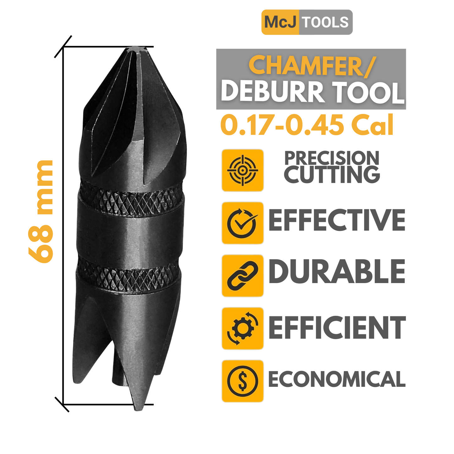 McJ Tools Chamfer Deburr Hand Tool – 0.17 to 0.45 Caliber