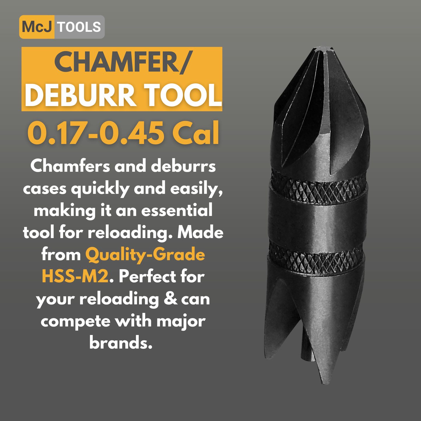 McJ Tools Chamfer Deburr Hand Tool – 0.17 to 0.45 Caliber