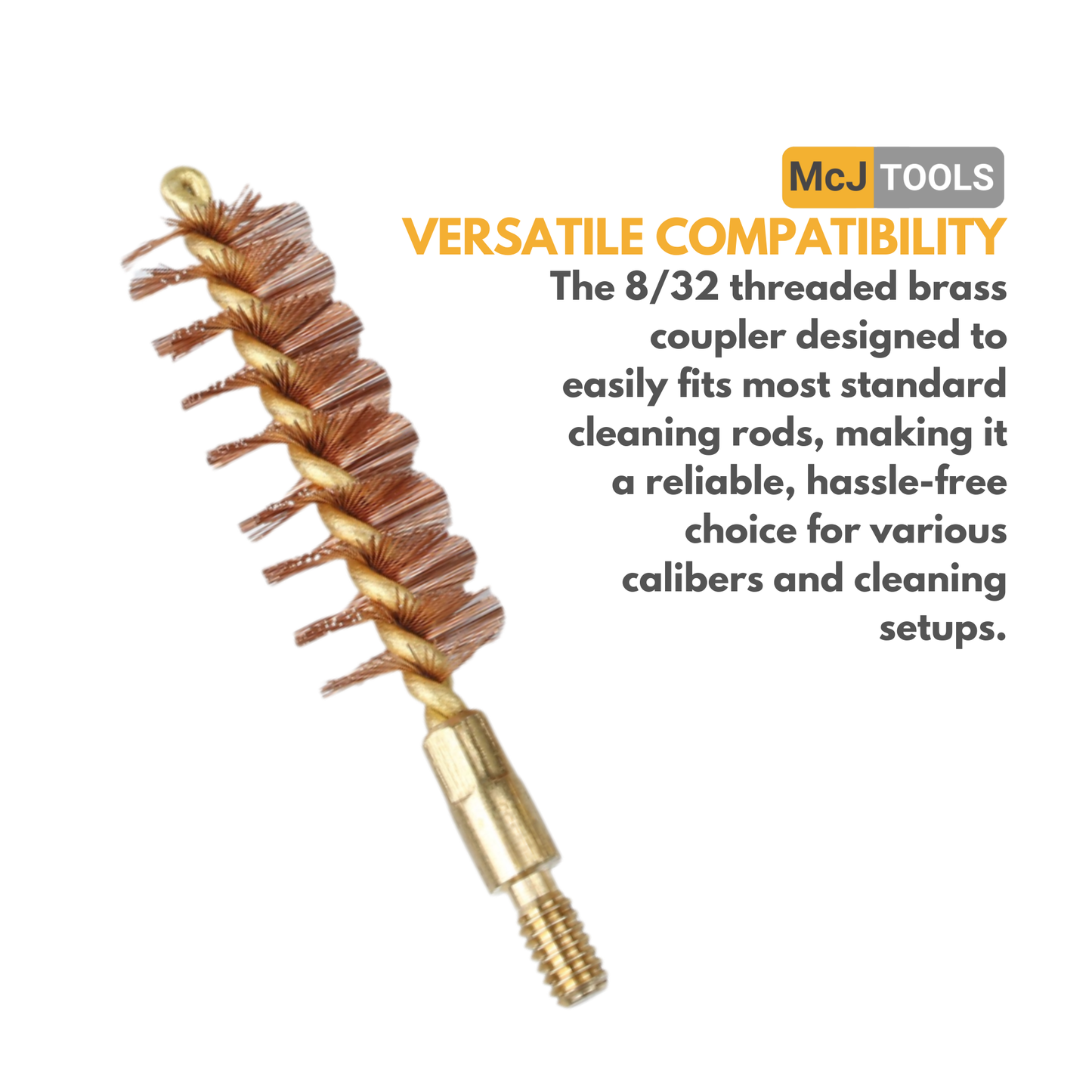 McJ Tools 45 Caliber Bronze Bore Brush – Brass Looped Core for Pistol Cleaning (10-Pack) McJ Tools