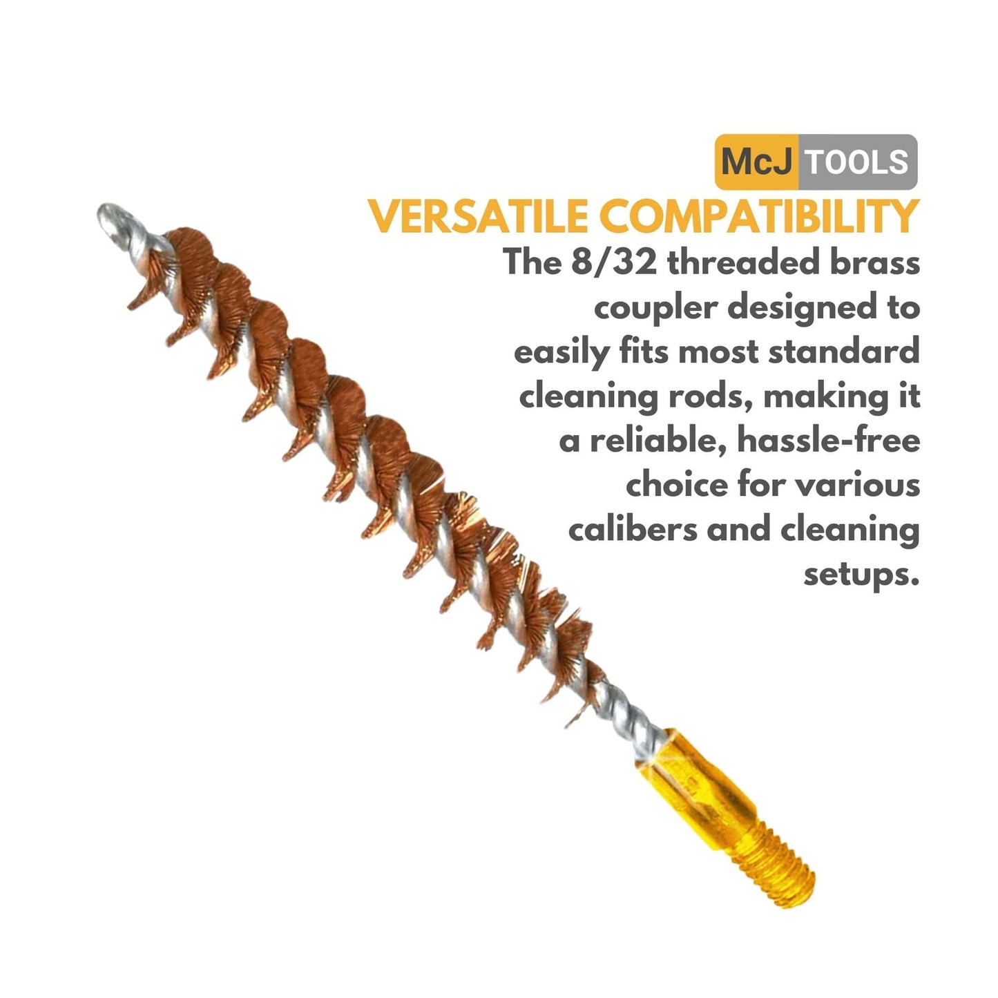 McJ Tools 38 Caliber Bronze Bore Brush – Steel Looped Core for Pistol Cleaning (50-Pack) McJ Tools