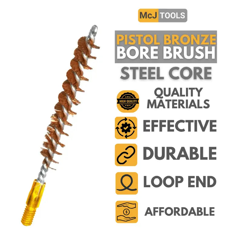 McJ Tools .22 Caliber Bronze Bore Brush – Steel Looped Core for Rifle Cleaning (10-Pack) McJ Tools - Outdoor Sports Hunting & Shooting Accessories