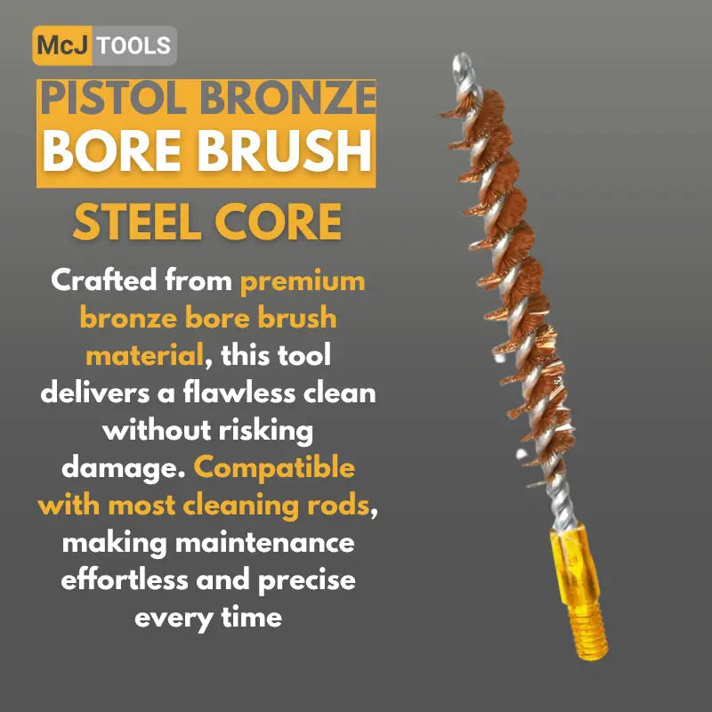 McJ Tools .22 Caliber Bronze Bore Brush – Steel Looped Core for Rifle Cleaning (10-Pack) McJ Tools - Outdoor Sports Hunting & Shooting Accessories