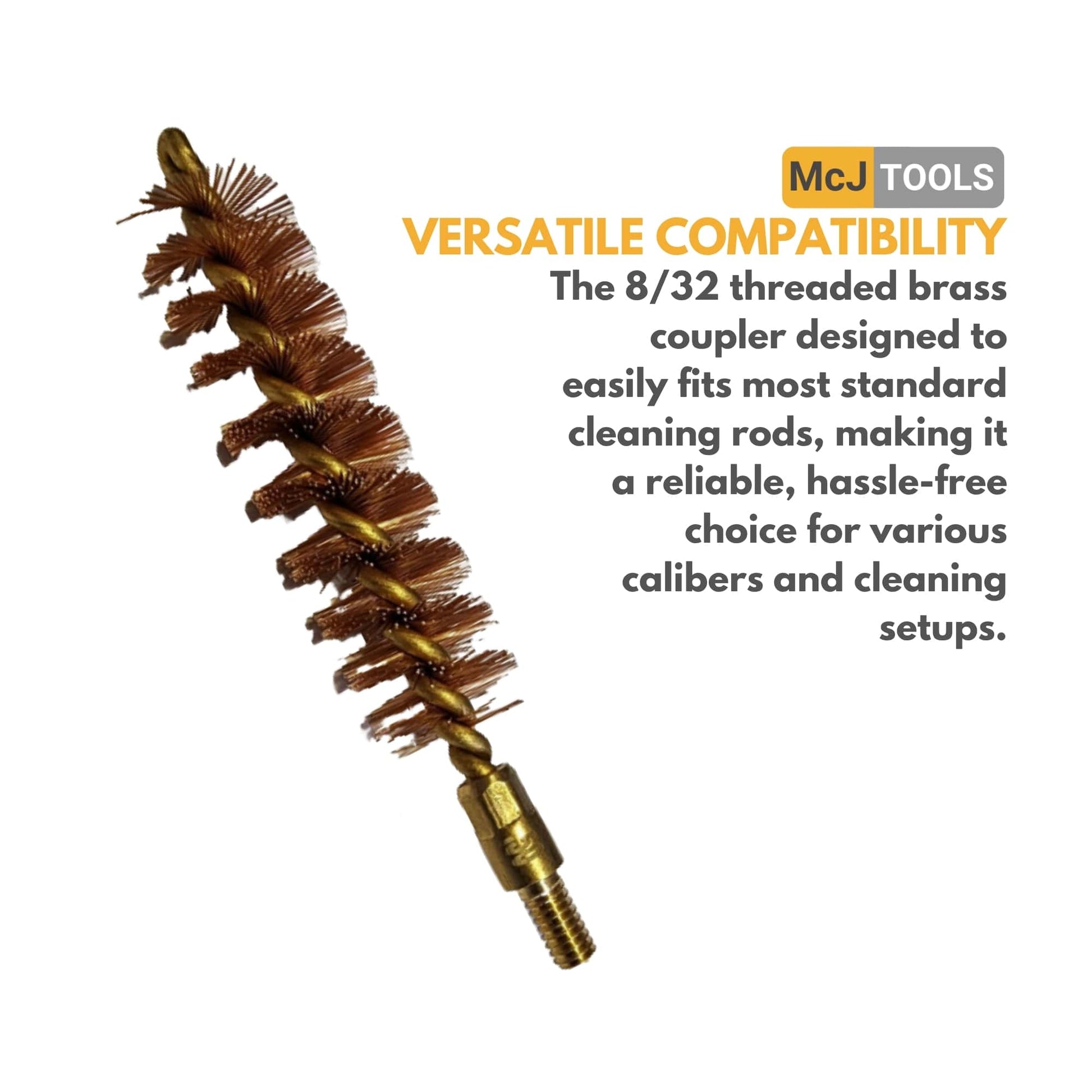 McJ Tools 45 Caliber Bronze Bore Brush – Brass Looped Core for Rifle Cleaning (10-Pack) McJ Tools