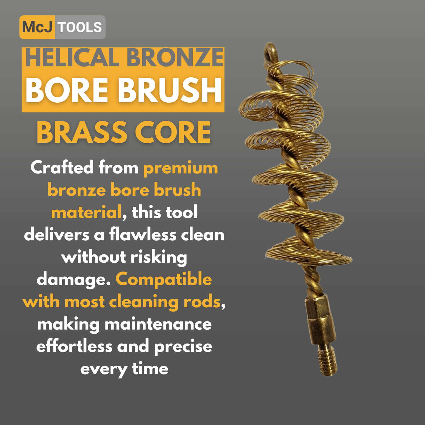 McJ Tools 12 Gauge Shotgun Helical Bronze Bore Brush 10-Pack – Heavy-Duty Gun Cleaning Brushes with Looped Brass Core for Carbon & Fouling Removal, Essential for Firearm Maintenance McJ Tools