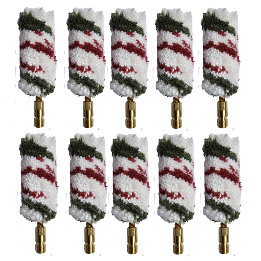 McJ Tools 10 Pack 12 Gauge Shotgun Bore Cotton Mop Brush – Heavy Duty Gun Cleaning Tool with Looped Brass Core McJ Tools