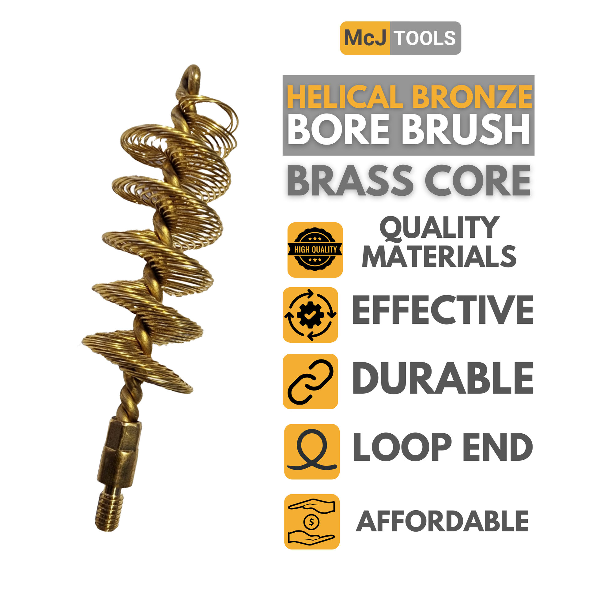 McJ Tools 20 Gauge Shotgun Helical Bronze Bore Brush 10-Pack – Heavy-Duty Gun Cleaning Brushes with Looped Brass Core for Carbon & Fouling Removal, Essential for Firearm Maintenance McJ Tools