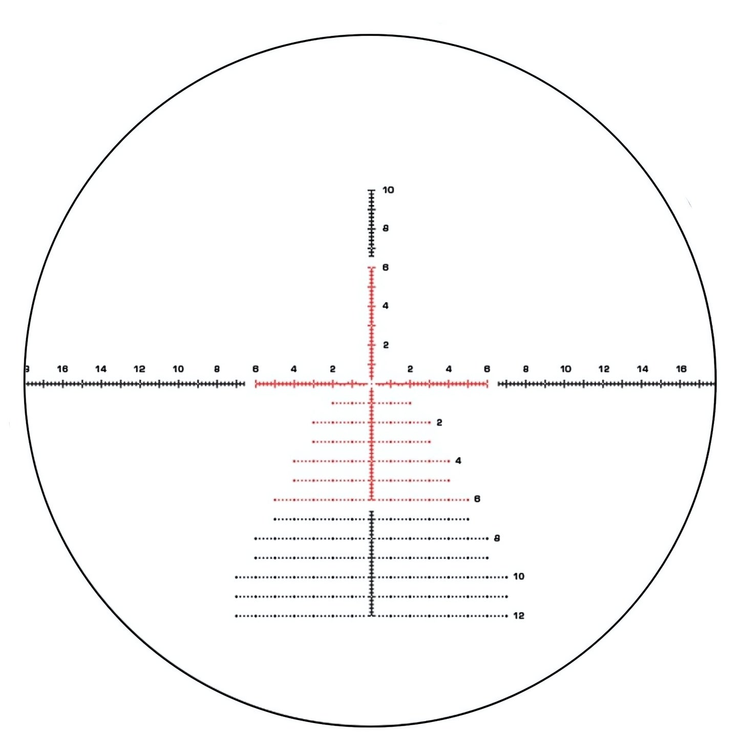 Top angle of McJ Optics 5-25x56 showing reticle settings