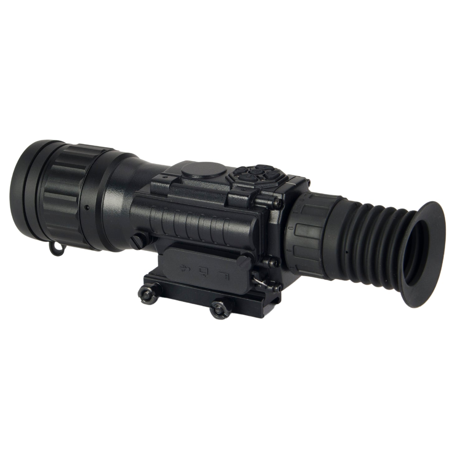 Top view of McJ Optics 4X night vision monocular controls