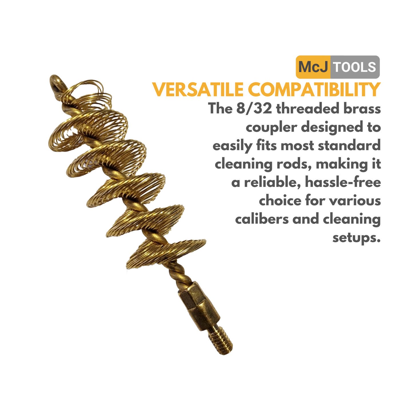 McJ Tools .22 Cal Rifle Helical Bronze Bore Brush 10-Pack – Heavy-Duty Gun Cleaning Brushes with Looped Brass Core for Carbon & Fouling Removal, Essential for Firearm Maintenance McJ Tools