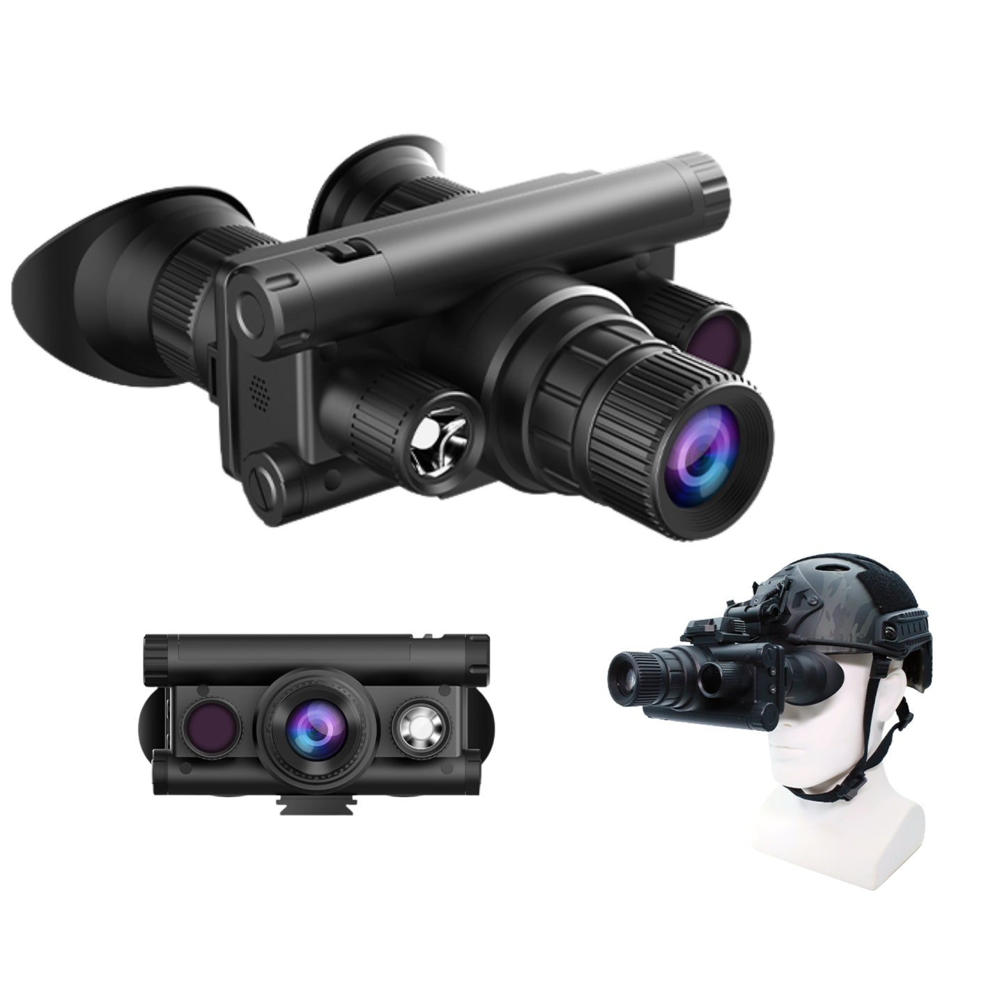 Head-mounted McJ Night Vision Device – Front and Side View