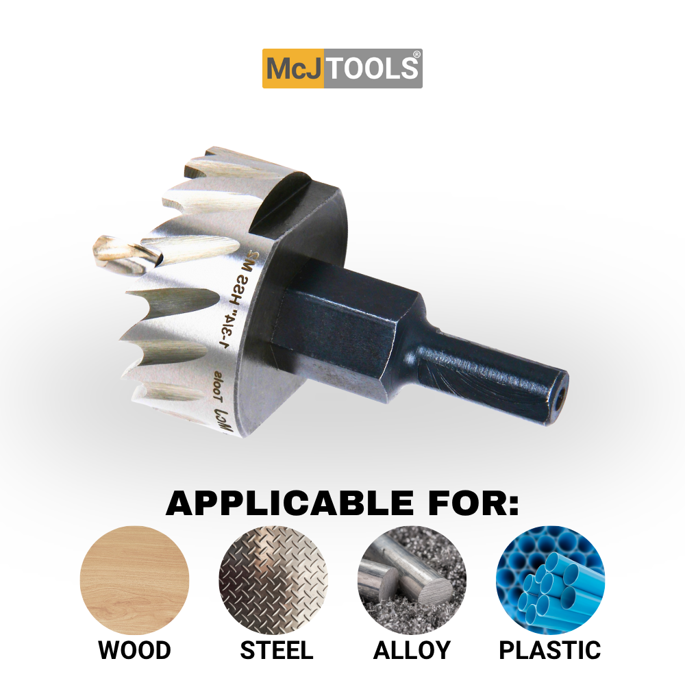 Metric size HSSM2 hole saw bit with precision teeth for clean cuts