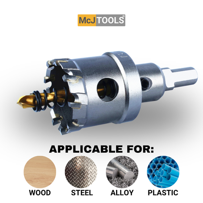 Tungsten Carbide Tipped Hole Saw Drill Bit Imperial System Size for Wood, Steel, Plastic, Aluminum