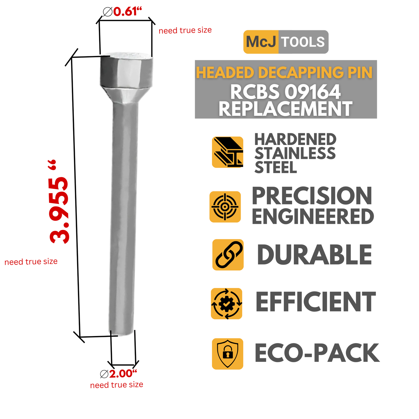 McJ Tools Headed Decapping Pins – 40-Pack