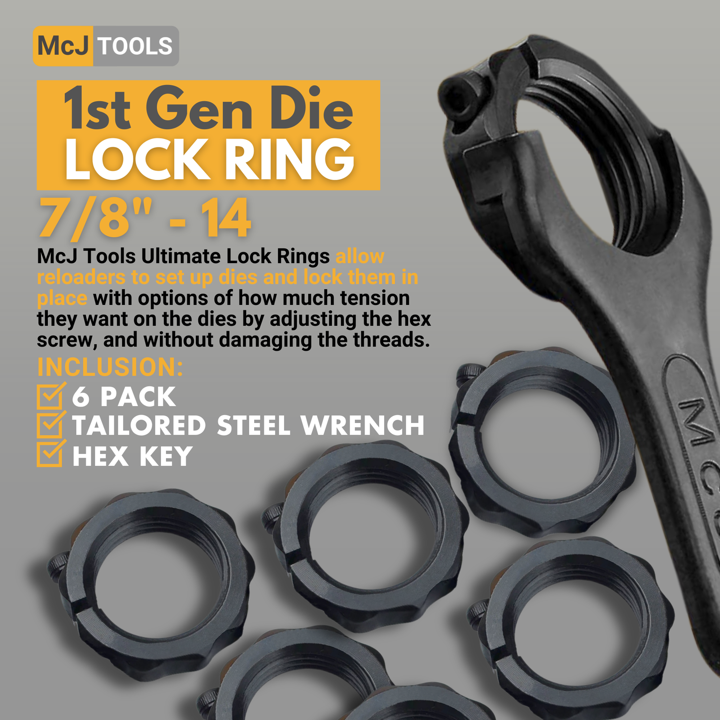 McJ Tools Die Lock Rings 1st Gen – 6-Pack