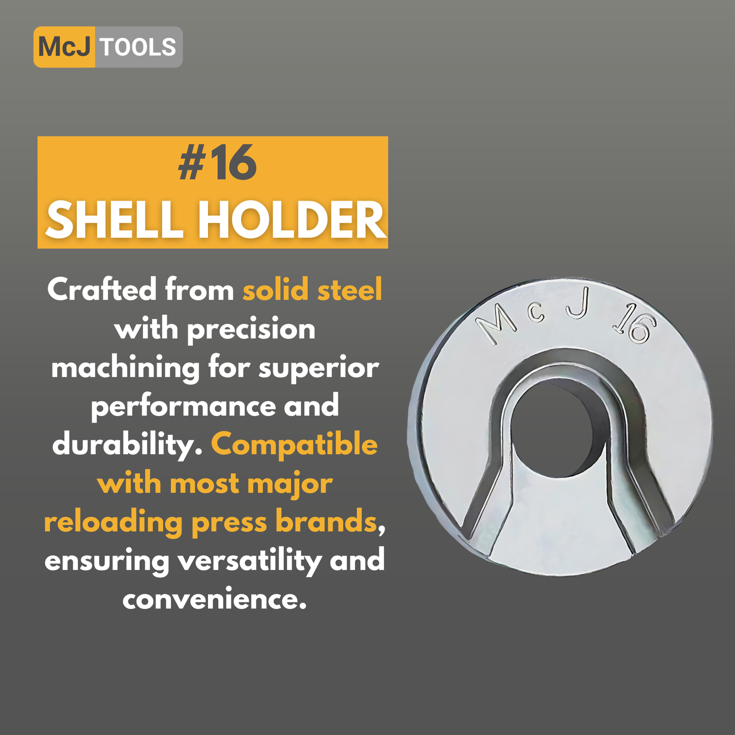 McJ Tools Cartridge Shell Holders #16 – 6-Pack