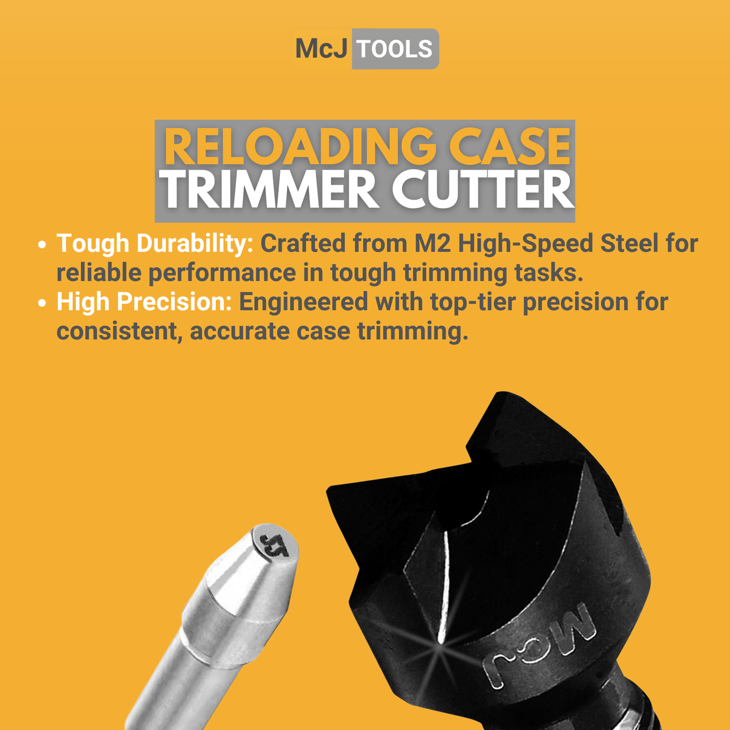 McJ Tools Case Trimmer Cutter with .22cal Pilot (Shaft 3/16")