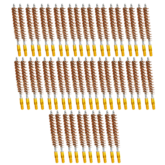 McJ Tools 45 Caliber Bronze Bore Brush – Steel Looped Core for Pistol Cleaning (50-Pack)