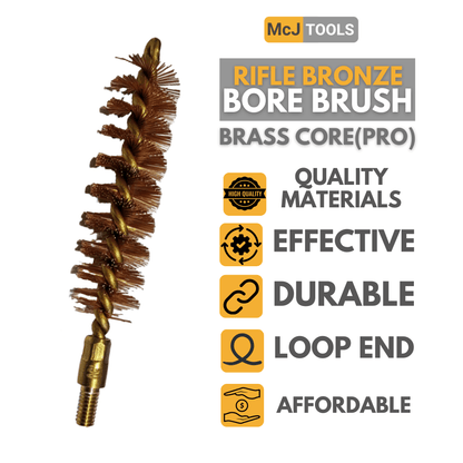 McJ Tools 50 Caliber Bronze Bore Brush – Brass Looped CorePro for Rifle Cleaning (10-Pack)