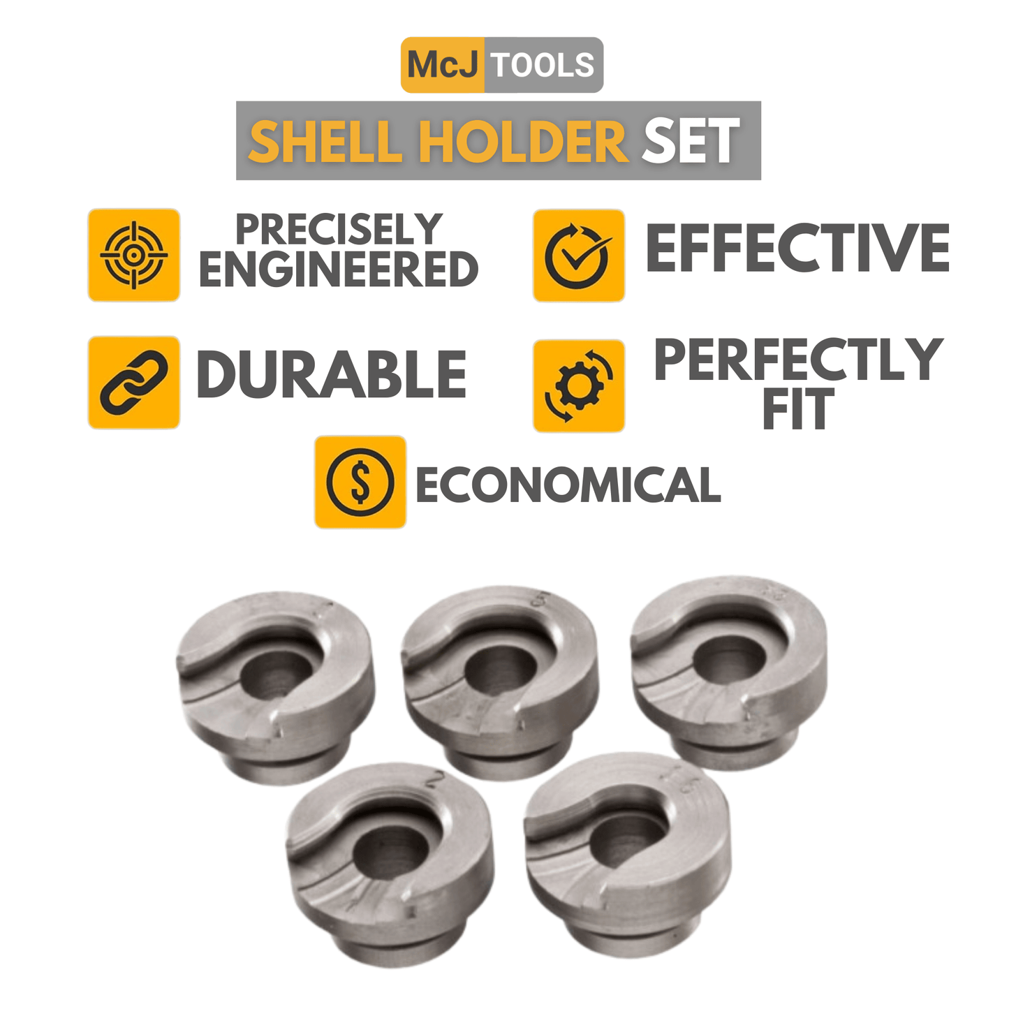 McJ Tools Cartridge Shell Holders Combo 10-Pack (#1, #2, #5, #16, #35) – 2 Each