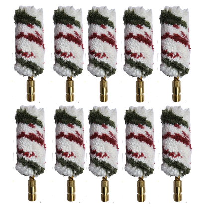 McJ Tools 10 Pack Bore Cotton Mop Brush for .38/9mm Caliber Pistol Handgun – Gun Oil, Solvent, Bore Cleaning & Gun Maintenance