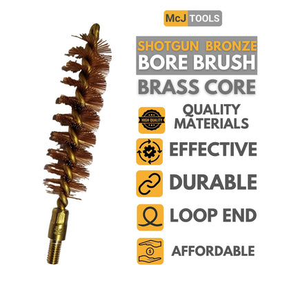 McJ Tools 16 Gauge Shotgun Bronze Bore Brush 10-Pack – Heavy-Duty Gun Cleaning Tool with Looped Brass Core for Carbon & Fouling Removal, Essential for Firearm Maintenance