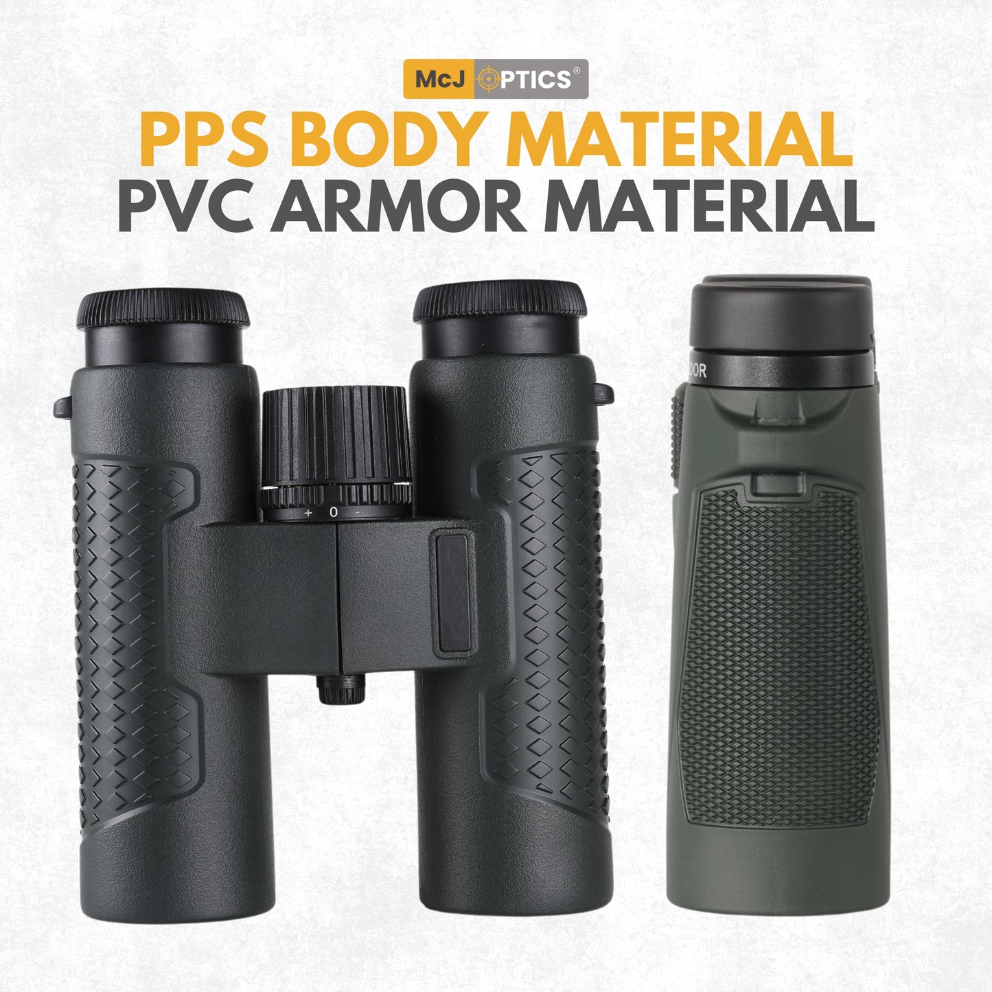 McJ Compact 8x33 Binoculars on Forest Background