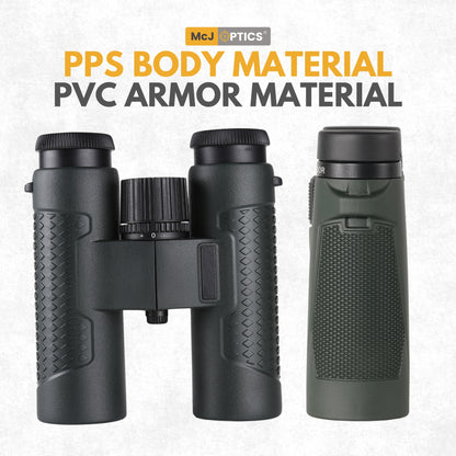 McJ Compact 8x33 Binoculars on Forest Background