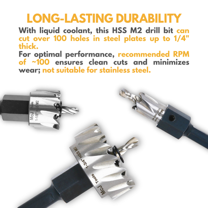 Durable HSSM2 hole saw in inch sizes for electricians and professionals