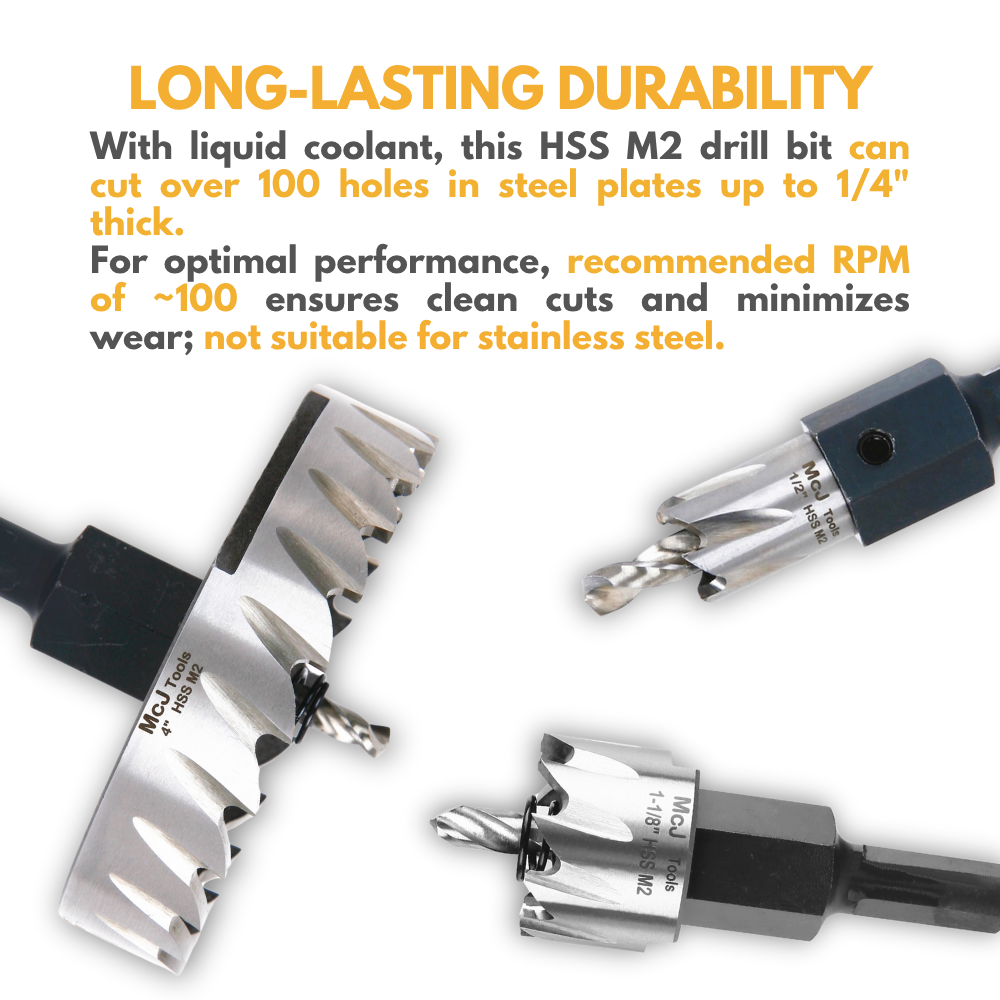 Durable HSSM2 hole saw in inch sizes for electricians and professionals