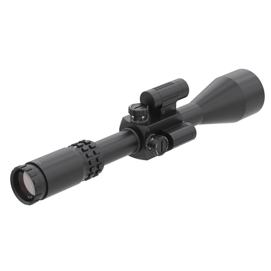 McJ Optics 5-25x56 scope front view with lens