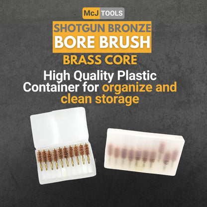 McJ Tools 20 Gauge Shotgun Bronze Bore Brush 10-Pack – Heavy-Duty Gun Cleaning Tool with Looped Brass Core for Carbon & Fouling Removal, Essential for Firearm Maintenance