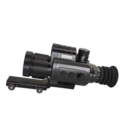 Side angle of McJ Optics thermal monocular showing control buttons