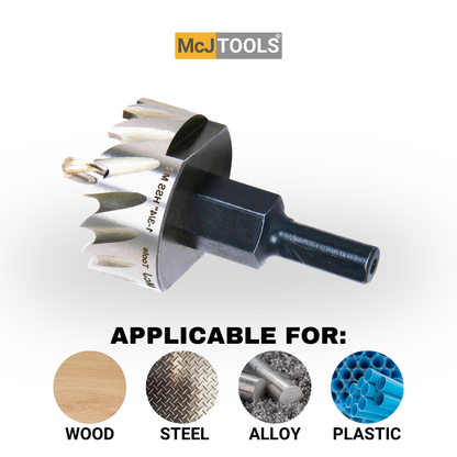 Metric size HSSM2 hole saw bit with precision teeth for clean cuts